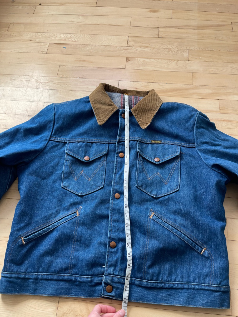 80s Vintage Wrangler No Fault Denim Jacket blanket lined corduroy collar - Picture 5 of 7